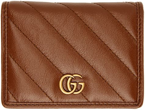 Gucci: Brown Diagonal GG Marmont 2.0 Card Case 